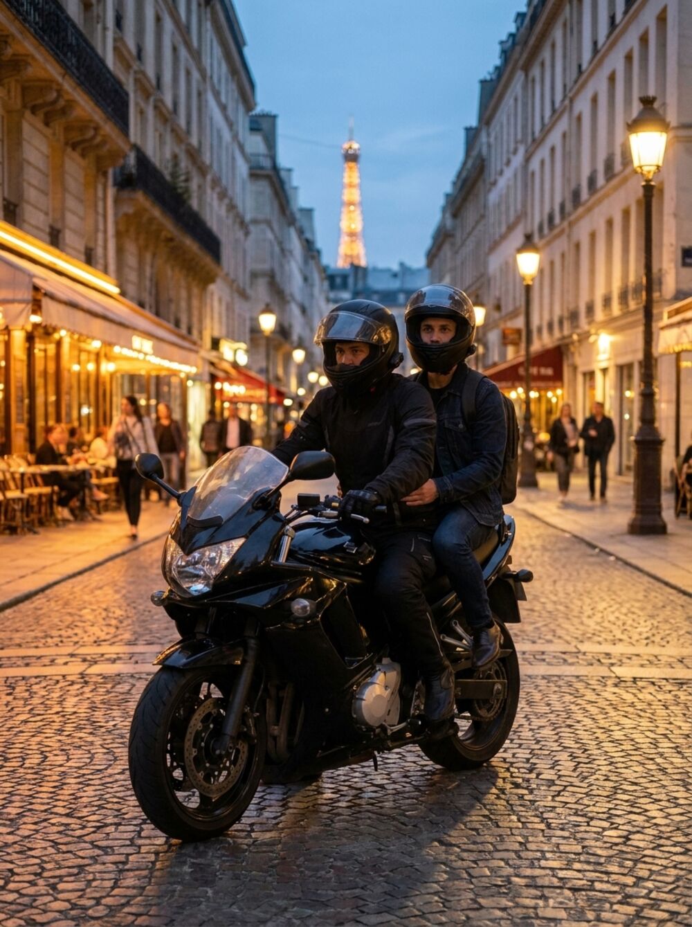 Taxi moto de nuit à Paris